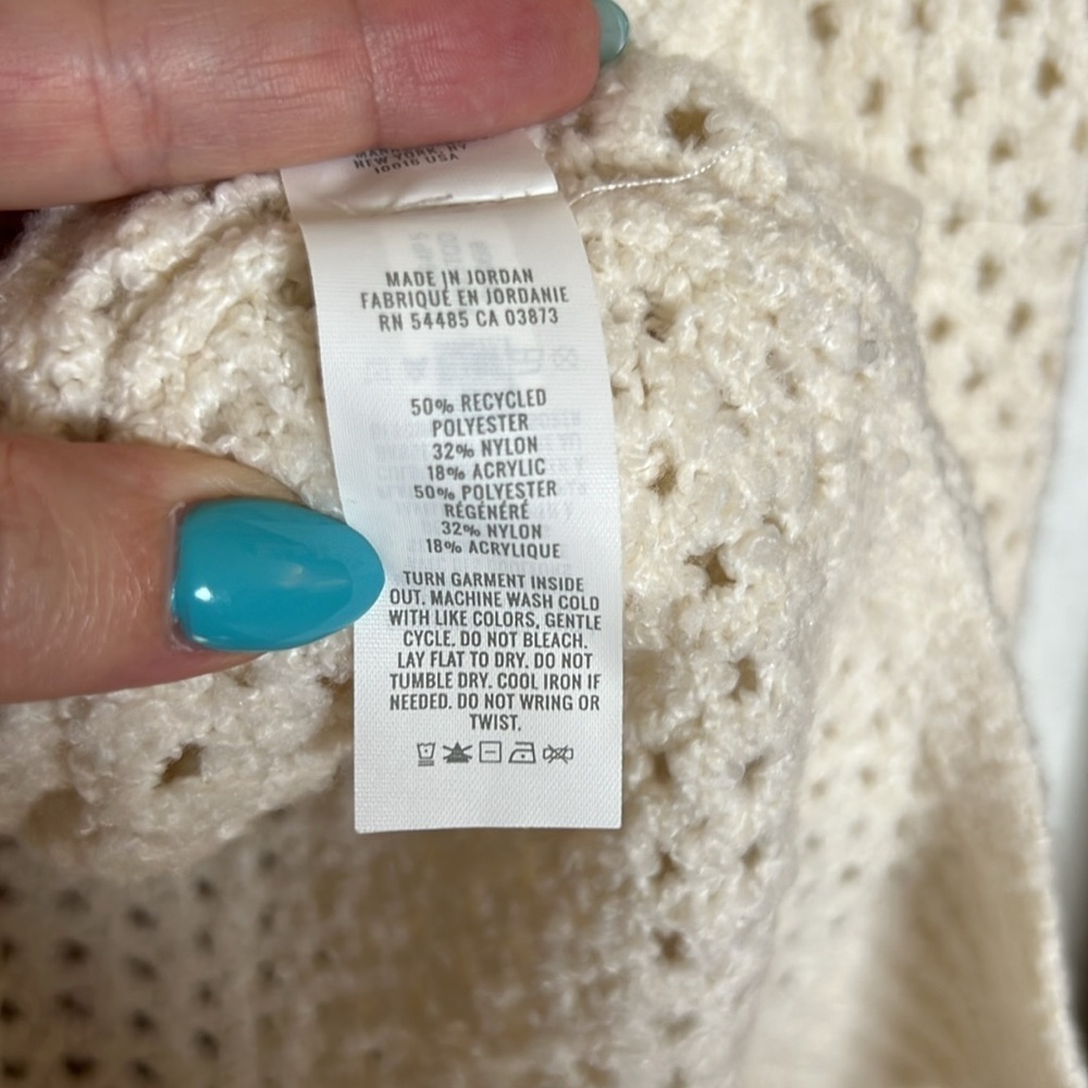 AERIE | Open Knit V Neck Sweater in Toasted Coconut | Large - Picture 6 of 8